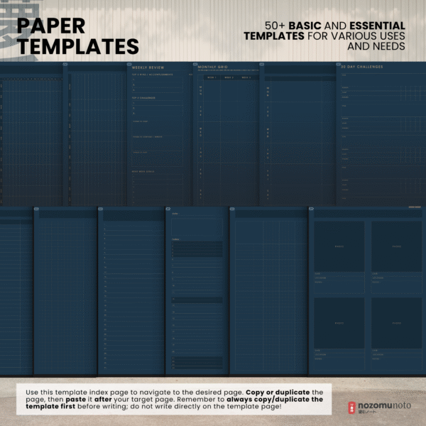 Undated Digital Planner Yume Techo NozomuNoto Notebook Daily Weekly Monthly Calendar Japanese Multipurpose Minimalist ADHD Bullet Journal Hyperlinked PDF Goodnotes Notability Portrait Android iPad Student Study Noteshelf Samsung Notes Hobonichi Noteful Penly Kilonotes Collanote Zoomnotes