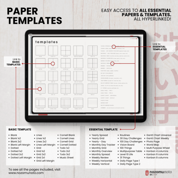 10. Paper Templates Dated 2026 Digital Planner Shibui Techo NozomuNoto Notebook Weekly Monthly Calendar Japanese Multipurpose Minimalist ADHD Bullet Journal Hyperlinked PDF Goodnotes Notability Landscape Android iPad Student Study Noteshelf Samsung Notes Xodo