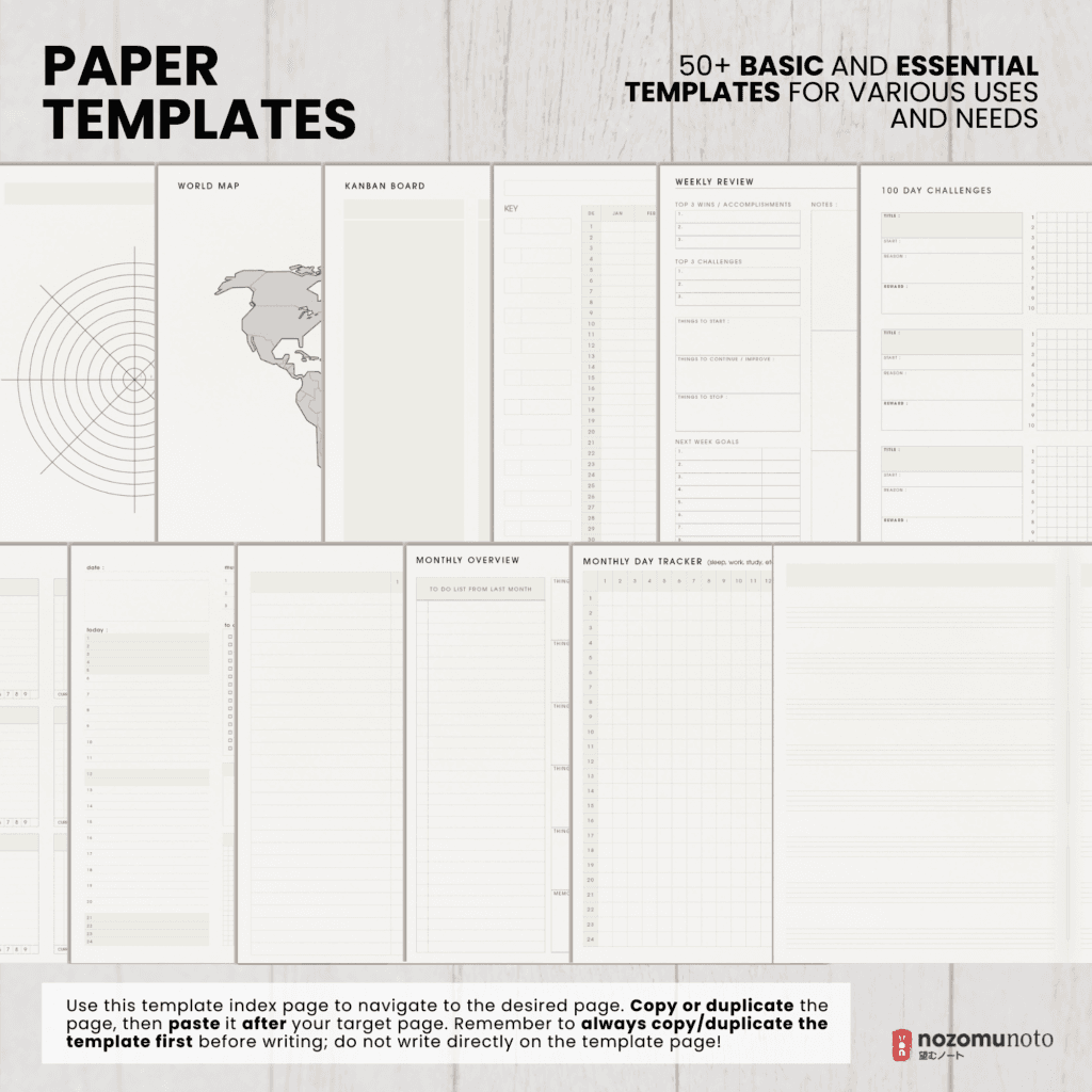 Dated 2026 Digital Planner Shibui Techo NozomuNoto Notebook Weekly Monthly Calendar Japanese Multipurpose Minimalist ADHD Bullet Journal Hyperlinked PDF Goodnotes Notability Landscape Android iPad Student Study Noteshelf Samsung Notes Xodo