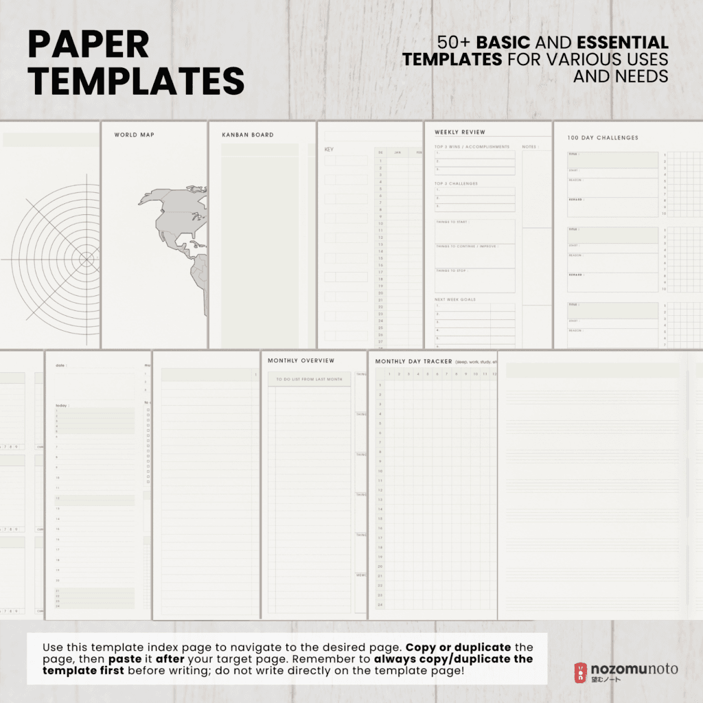 Dated 2026 Digital Planner Shibui Techo NozomuNoto Notebook Weekly Monthly Calendar Japanese Multipurpose Minimalist ADHD Bullet Journal Hyperlinked PDF Goodnotes Notability Landscape Android iPad Student Study Noteshelf Samsung Notes Xodo