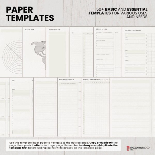 11. 50+ Template Dated 2026 Digital Planner Shibui Techo NozomuNoto Notebook Weekly Monthly Calendar Japanese Multipurpose Minimalist ADHD Bullet Journal Hyperlinked PDF Goodnotes Notability Landscape Android iPad Student Study Noteshelf Samsung Notes Xodo