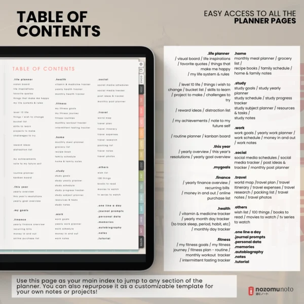 10. Table of contents Yume Techo Academic 26-27 Landscape - Garden + All Colors — product preview