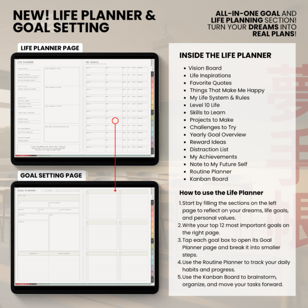 12. Life Planner Dated Academic 2026 2027 Digital Planner Yume Techo NozomuNoto Notebook Daily Weekly Monthly Calendar Japanese Multipurpose Minimalist ADHD Bullet Journal Hyperlinked PDF Goodnotes Notability Landscape Android iPad Student Noteshelf Samsung Hobonichi Noteful Penly Kilonotes Collanote Zoomnotes Noteful Starnote Samsung