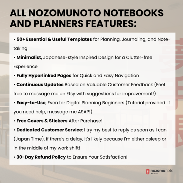 15. NozomuNoto Dated Academic 2026 2027 Digital Planner Yume Techo NozomuNoto Notebook Daily Weekly Monthly Calendar Japanese Multipurpose Minimalist ADHD Bullet Journal Hyperlinked PDF Goodnotes Notability Landscape Android iPad Student Noteshelf Samsung Hobonichi Noteful Penly Kilonotes Collanote Zoomnotes Noteful Starnote Samsung