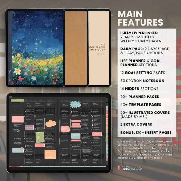 Yume Techo Academic 26-27 Landscape - Dark Garden + All Colors — product preview