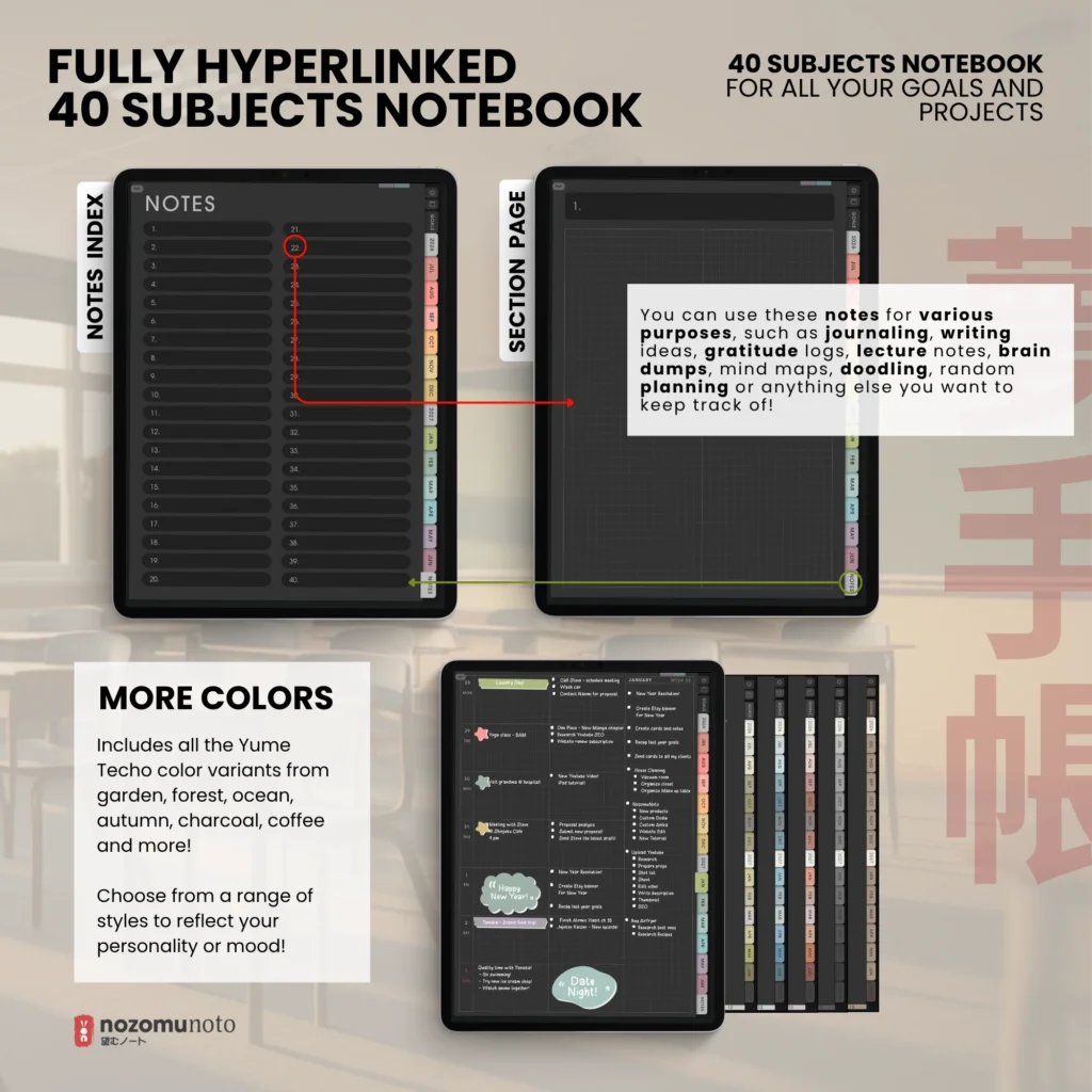 Yume Techo Academic 26-27 Portrait - Dark Garden + All Colors — product preview