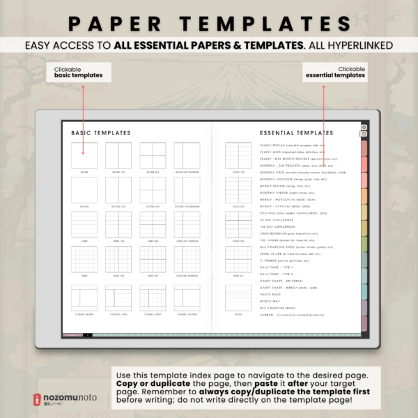 Yume Noto V1 Landscape E-Reader Garden paper template overview for reMarkable 2, reMarkable Paper Pro, Kindle Scribe, Supernote, Onyx Boox, and Bigme Yume Noto V1 Landscape E-Reader Garden paper template overview for reMarkable 2, reMarkable Paper Pro, Kindle Scribe, Supernote, Onyx Boox, and Bigme.