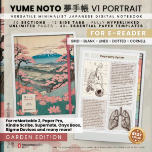 Yume Noto V1 Portrait E-Reader Garden cover preview Yume Noto V1 Portrait E-Reader Garden cover preview for reMarkable 2, reMarkable Paper Pro, Kindle Scribe, Supernote, Onyx Boox, and Bigme.