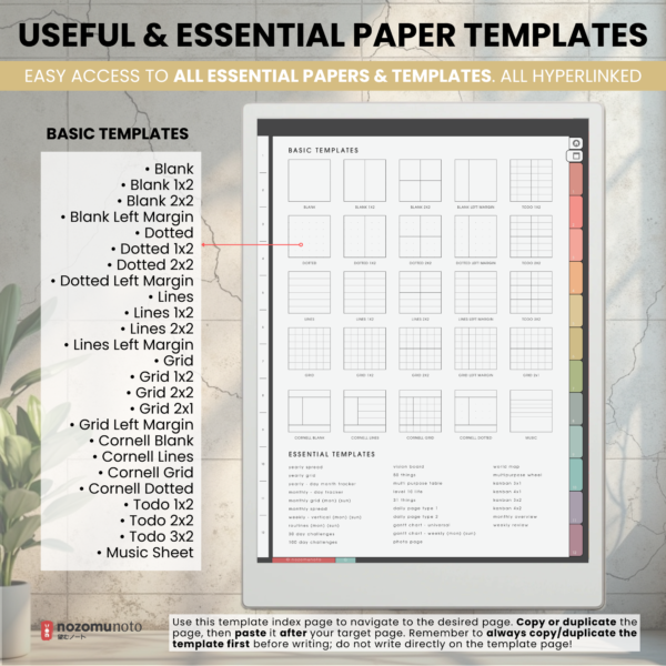 Yume Noto V2 Portrait E-Reader Garden - 08 Yume Noto V2 Portrait E-Reader Garden paper template overview for reMarkable, Kindle Scribe, Supernote, Boox, and Bigme.