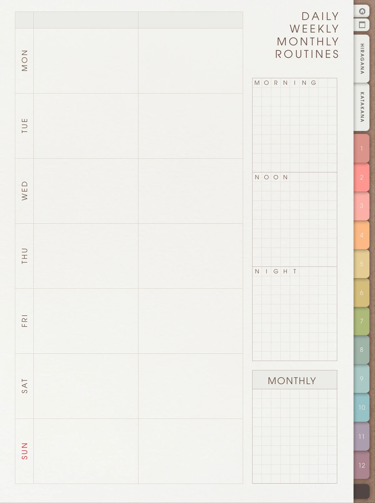 Routines workbook page
