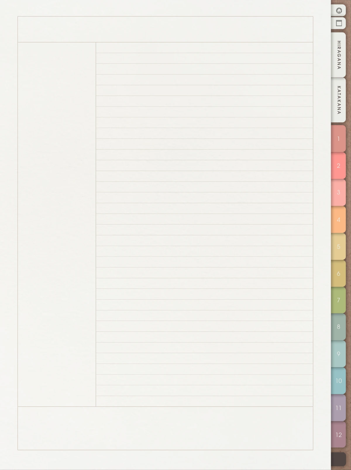 Cornell notes page with cue column, lined notes and summary space
