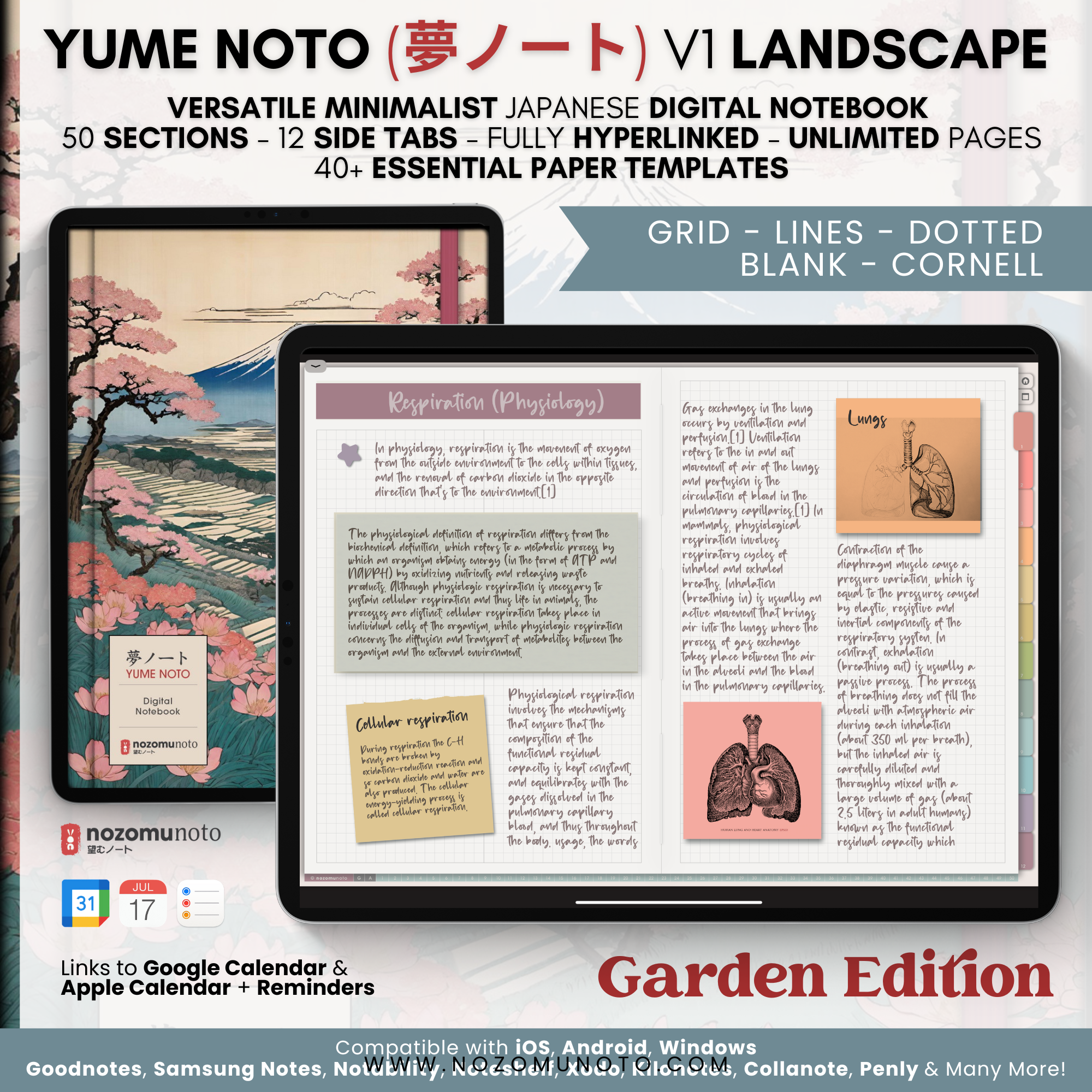 Yume Noto V1 Landscape Garden notebook cover with elastic strap