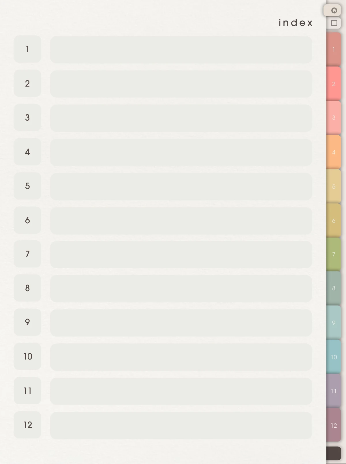 Index · tap a side section