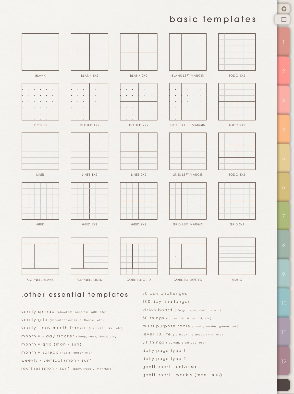Template index · tap Grid