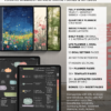 portrait-final-dark-03 Dark Yume Techo Portrait feature overview with illustrated covers, planning page previews, and a list of planner, notebook, and template sections.