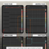 portrait-final-dark-13 Diagram of dark Portrait yearly, monthly, weekly, and daily pages, with colored arrows illustrating navigation between them.