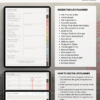 portrait-final-light-12 Light Portrait Life Planner index, My Goals page, and Goal Planner, with a red arrow linking a goal box to its planning page.